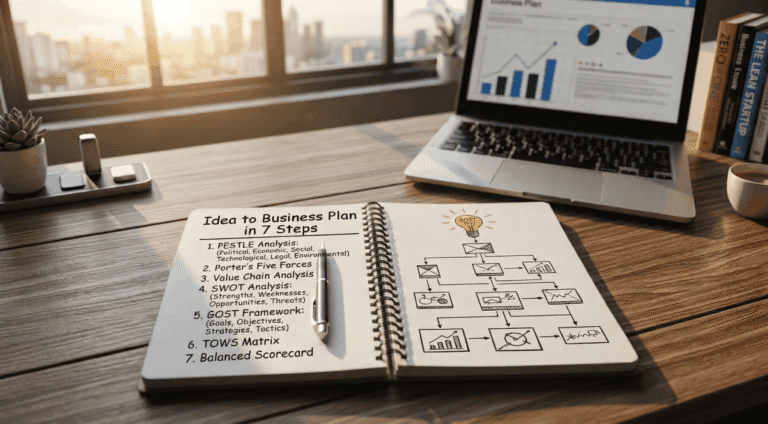 Business plan steps outlined notebook