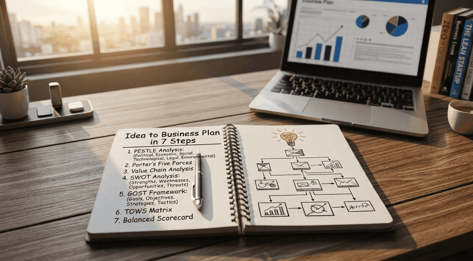 Business plan steps outlined notebook